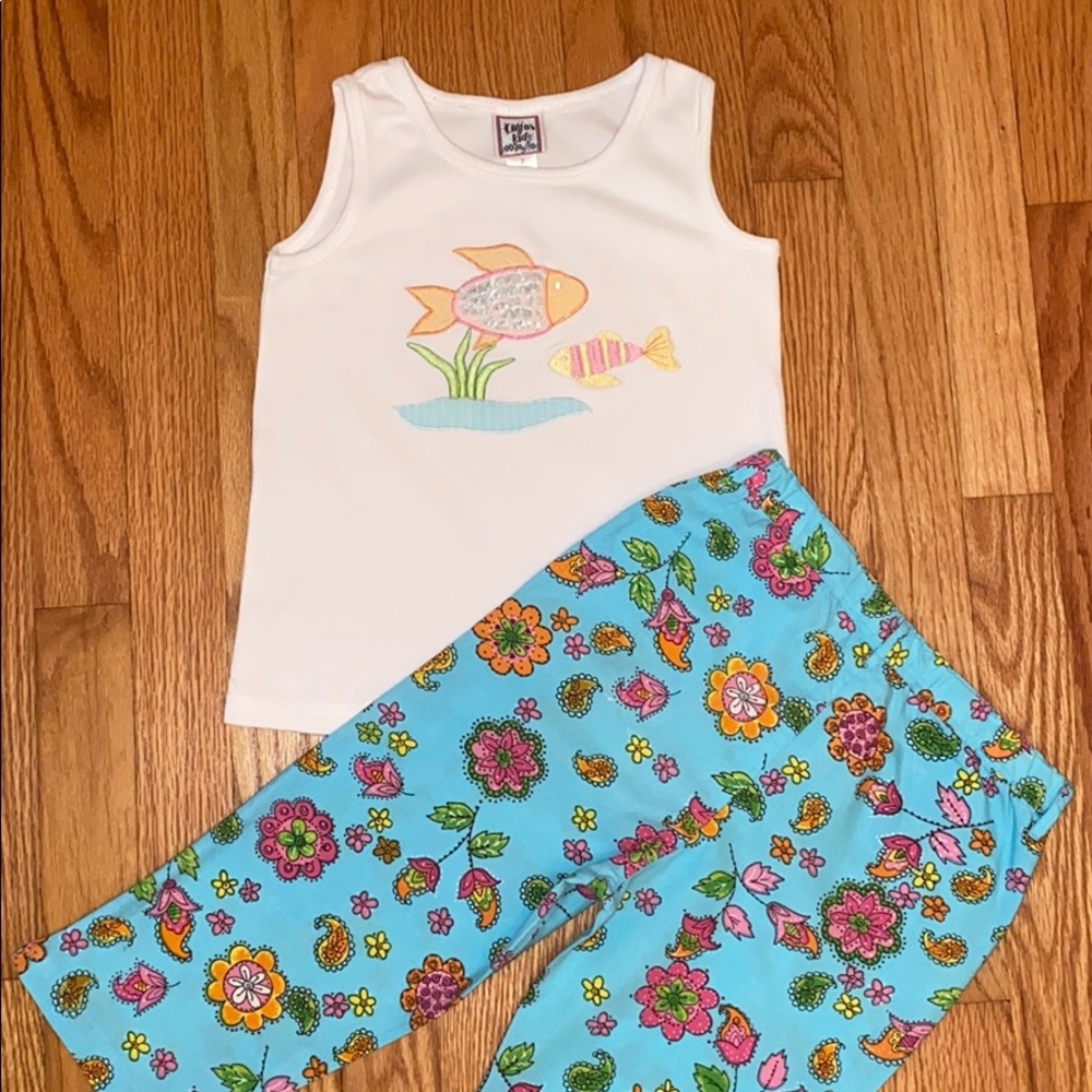 Tropical 🏝🐠Tank & Capri Set. Cotton Kids. Size 7